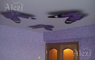 Белый натяжной потолок с фотопринтом от Алези
